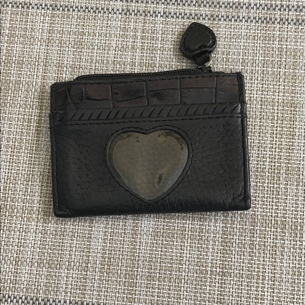 Brighton Black Heart Embossed Card Holder